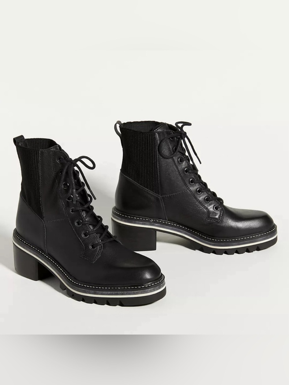 Bernardo Black Lace-Up Platform Combat Boots